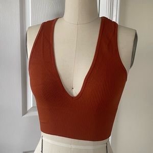 Urban Outfitters Out from Under ribbed v neck tank in rust/orange